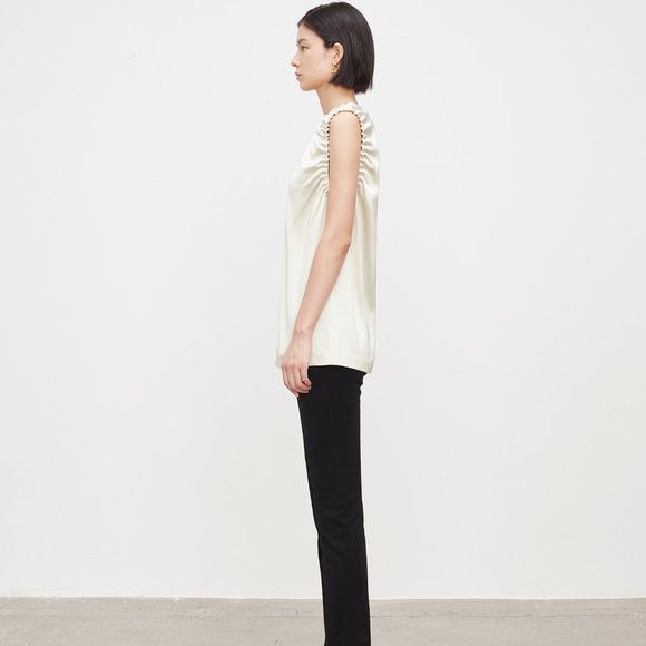 CHICJOC Women Pearl Acetate Satin Sleeveless Top - Picture 9 of 15